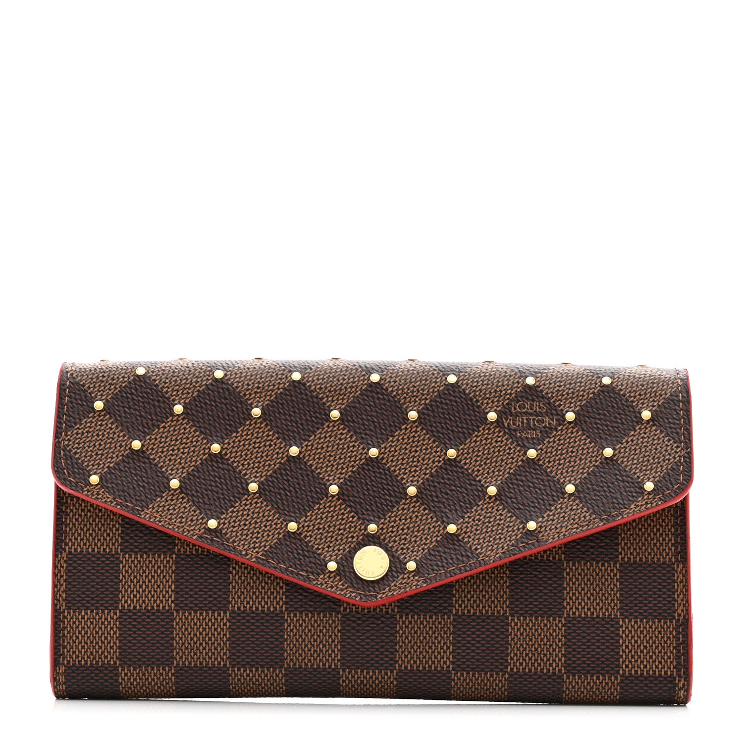 Louis Vuitton Damier Ebene Studded Sarah Wallet NM Cherry 1 of 9