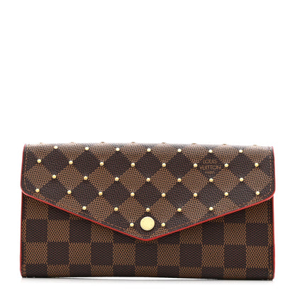 Louis Vuitton Damier Ebene Studded Sarah Wallet NM Cherry 1 of 9