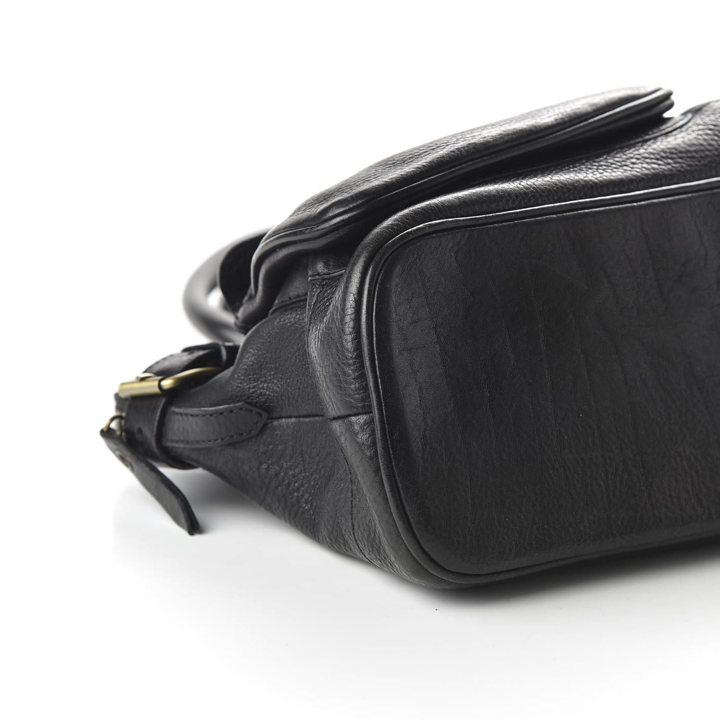 Calfskin Two Front Pocket Satchel Bag Black