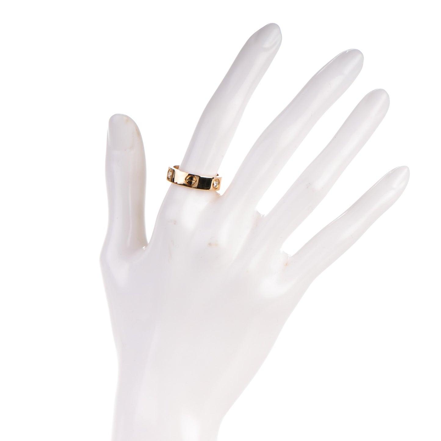 18K Yellow Gold 3 Diamond 5.5mm LOVE Ring 55 7.25