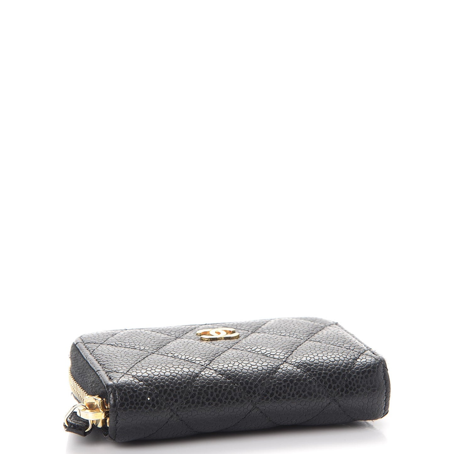 Caviar Quilted Zip Coin Purse Black