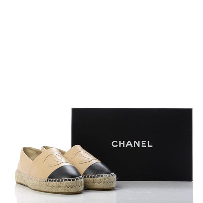 Chanel Lambskin CC Espadrilles 39 Beige Black 10 of 10