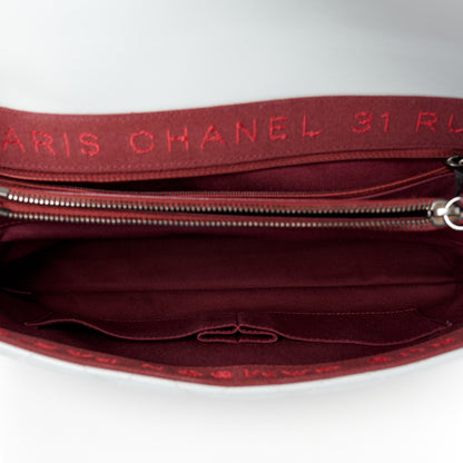 Chanel Shiny Lambskin Quilted Large Burgundy Rocks Flap Light Grey 5 of 12