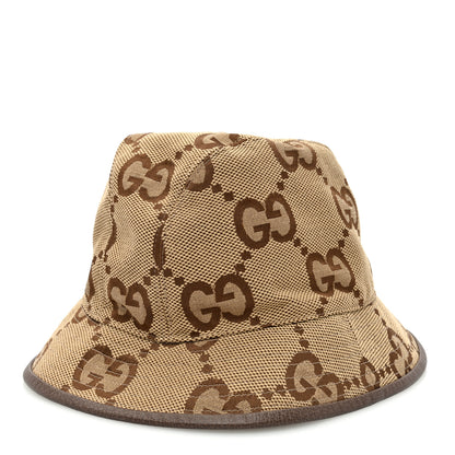Gucci Monogram Jumbo GG Bucket Hat XL Camel Ebony New Acero 1 of 8