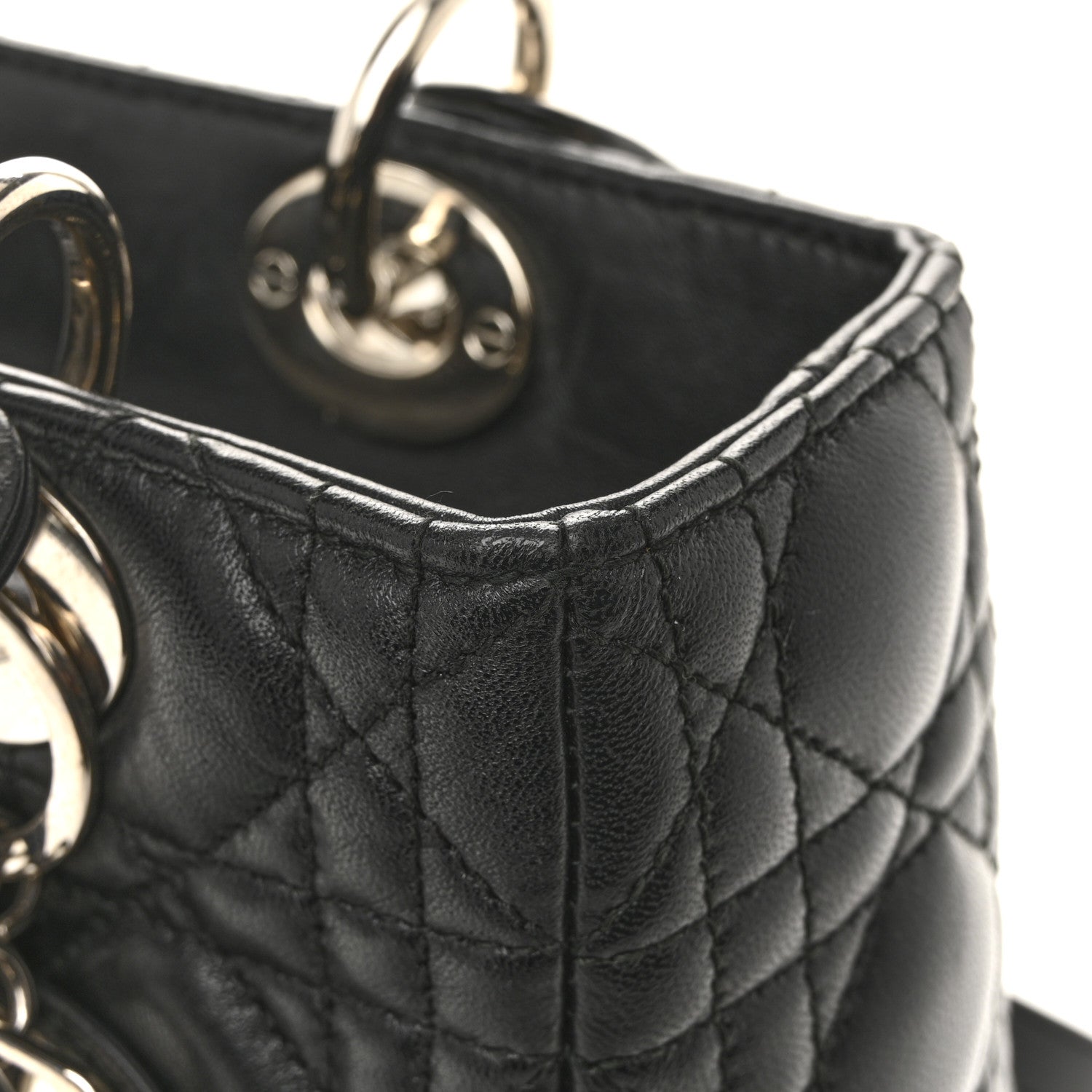Christian Dior Lambskin Cannage Medium Lady Dior Black 12 of 15