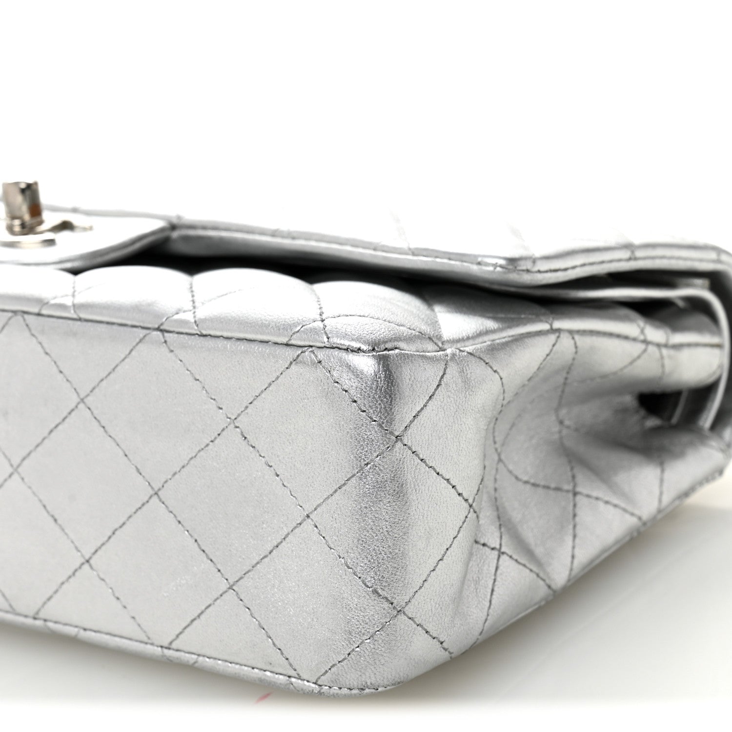 Chanel Metallic Lambskin Quilted Medium Double Flap Silver 9 of 11