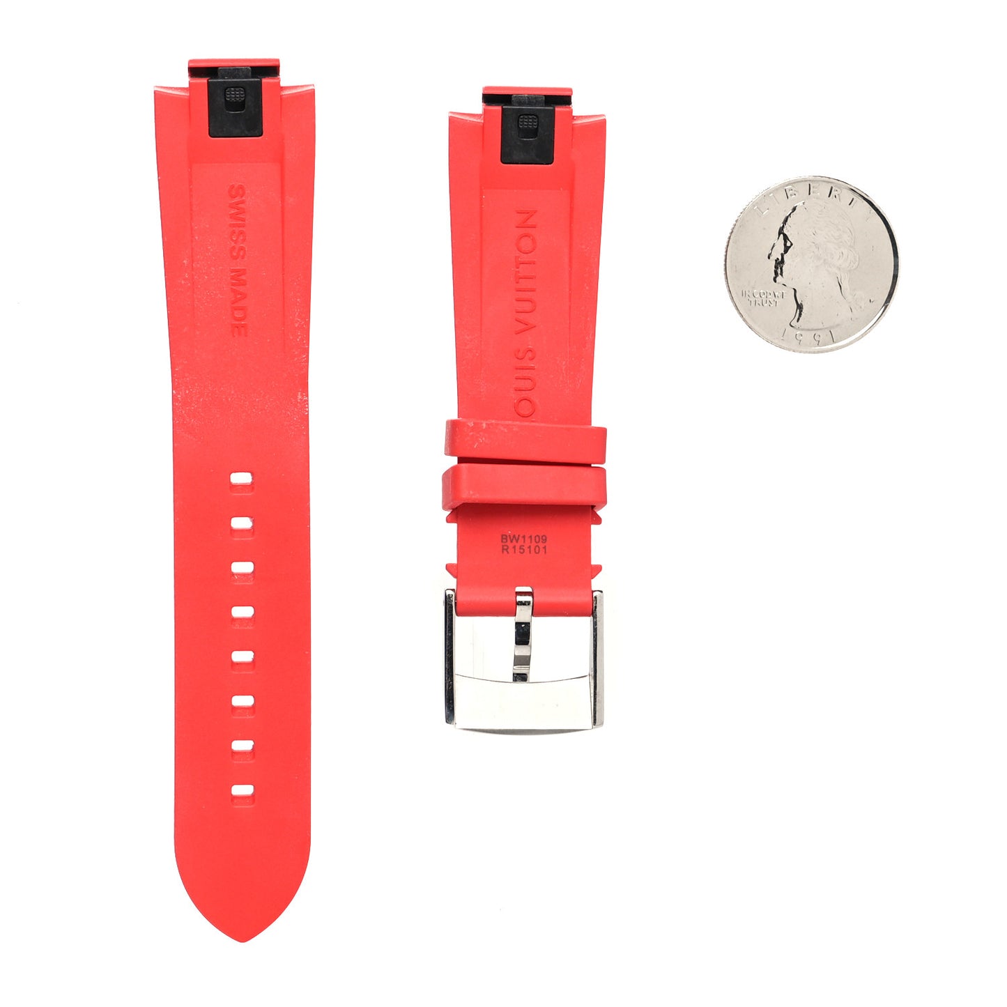 Rubber Monogram Tambour 10mm Watch Strap Red
