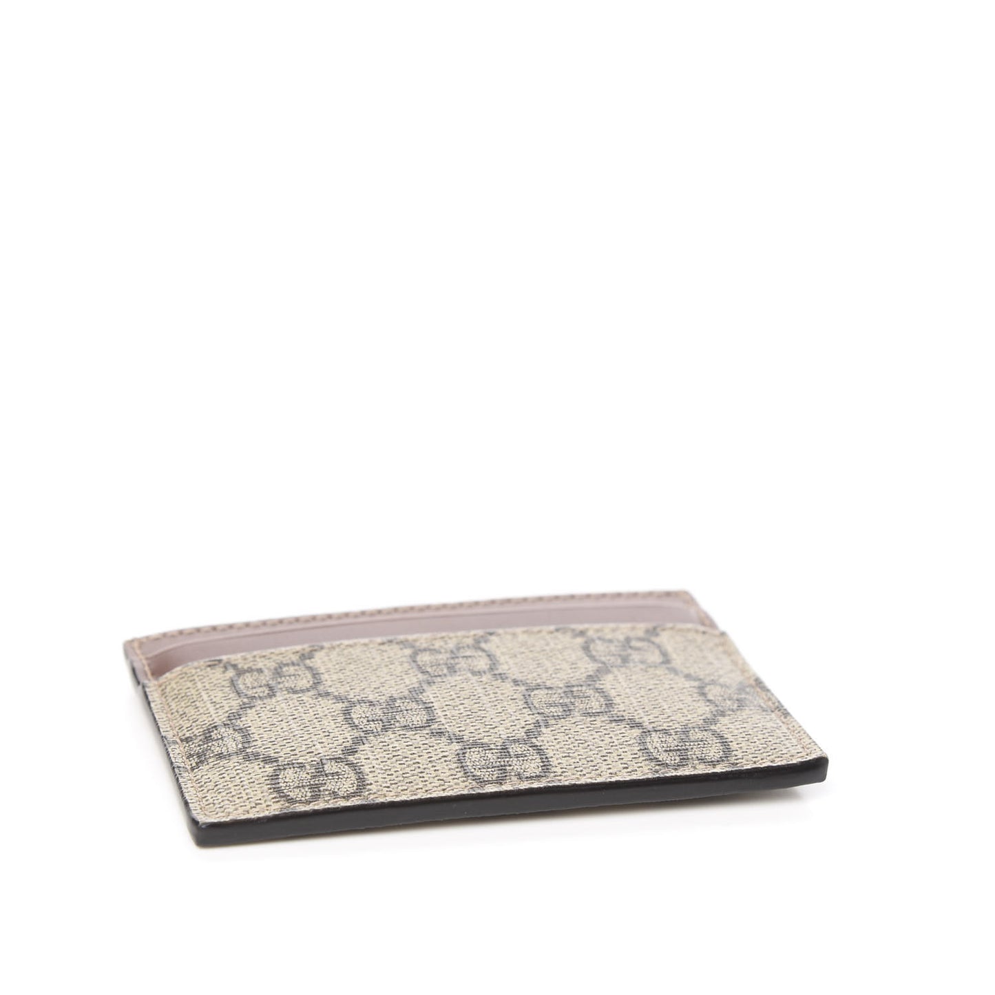 GG Supreme Monogram Calfskin Card Holder Beige Ebony Cuir