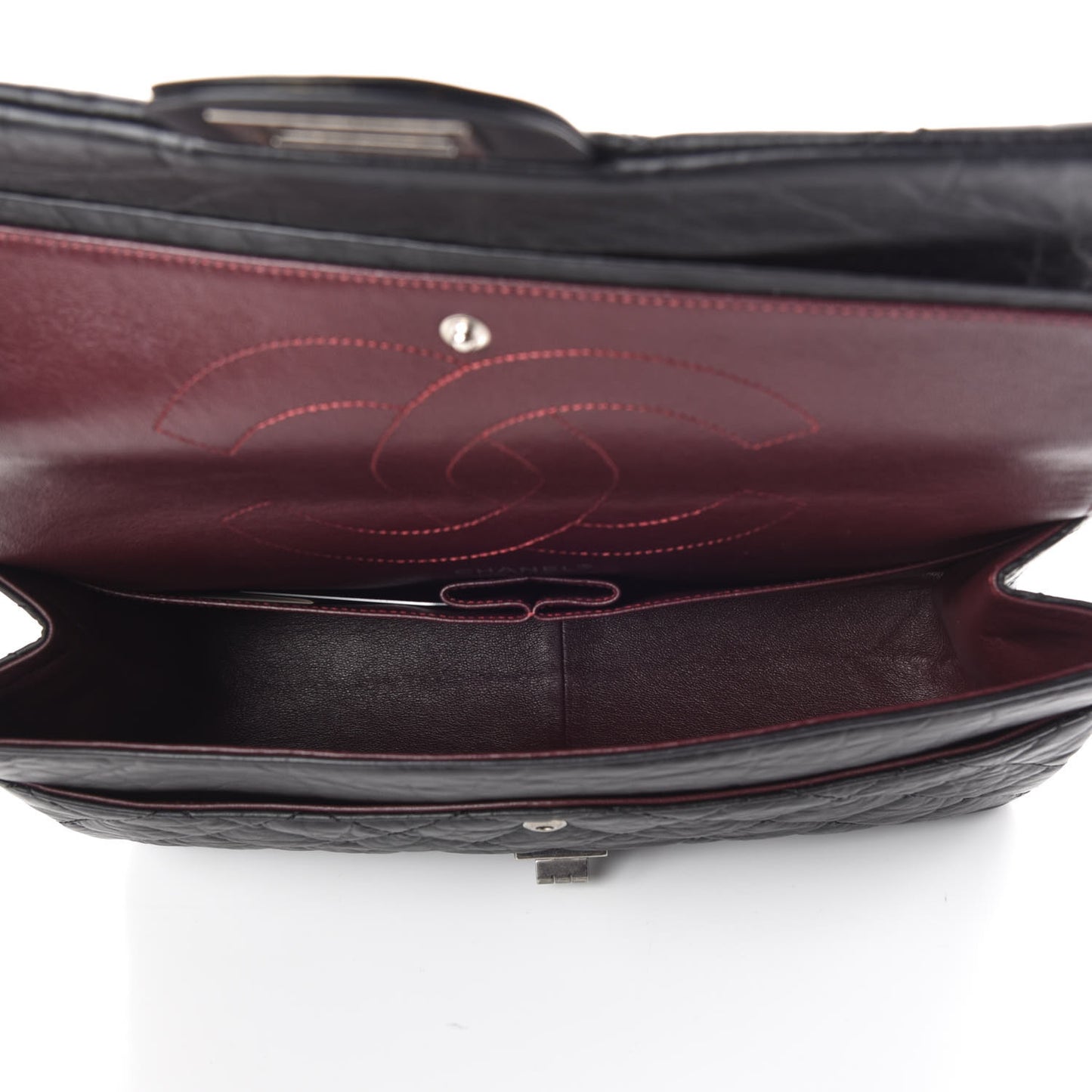 Aged Calfskin Quilted 2.55 Reissue 227 Flap Black