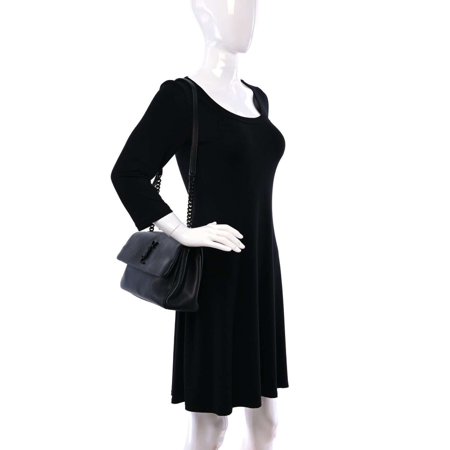 Grain De Poudre Medium West Hollywood Monogram Fold-Over Black