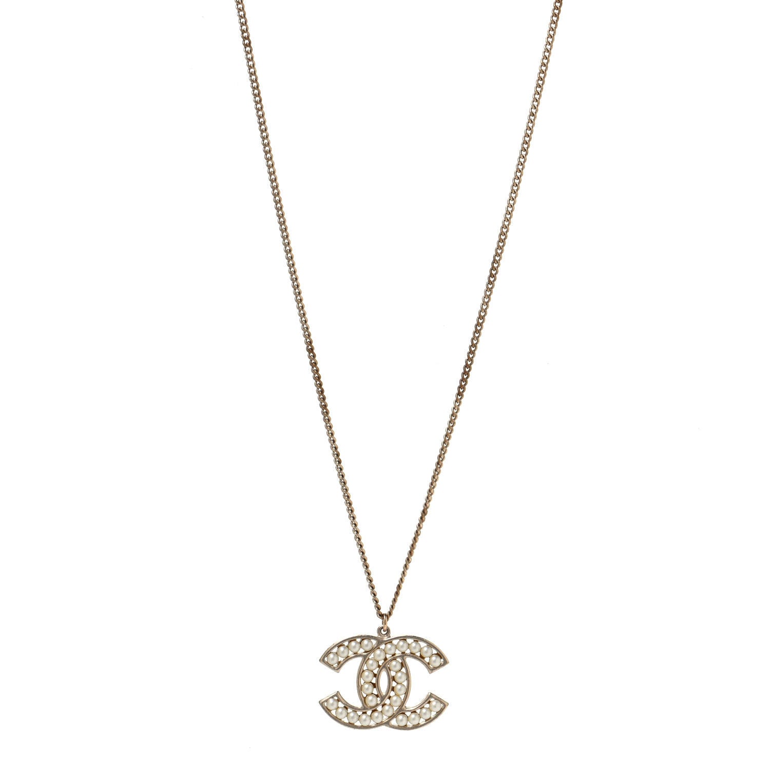 Chanel Pearl CC Pendant Necklace Gold 1 of 4