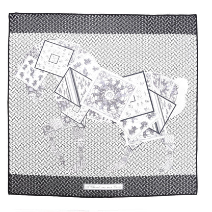 Hermes Silk A Cheval Sur Mon Carre Scarf 90 Black White 1 of 6