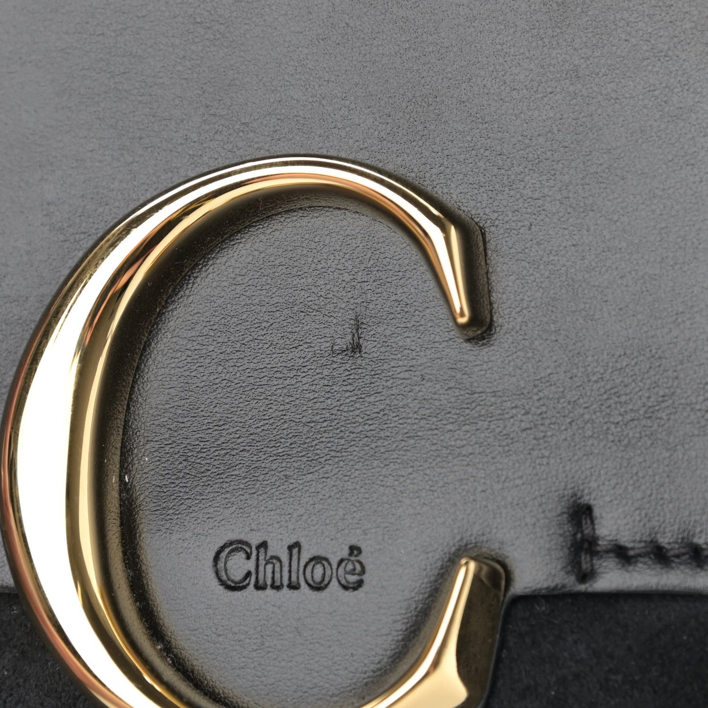 Shiny Calfskin Suede Mini C Double Carry Black