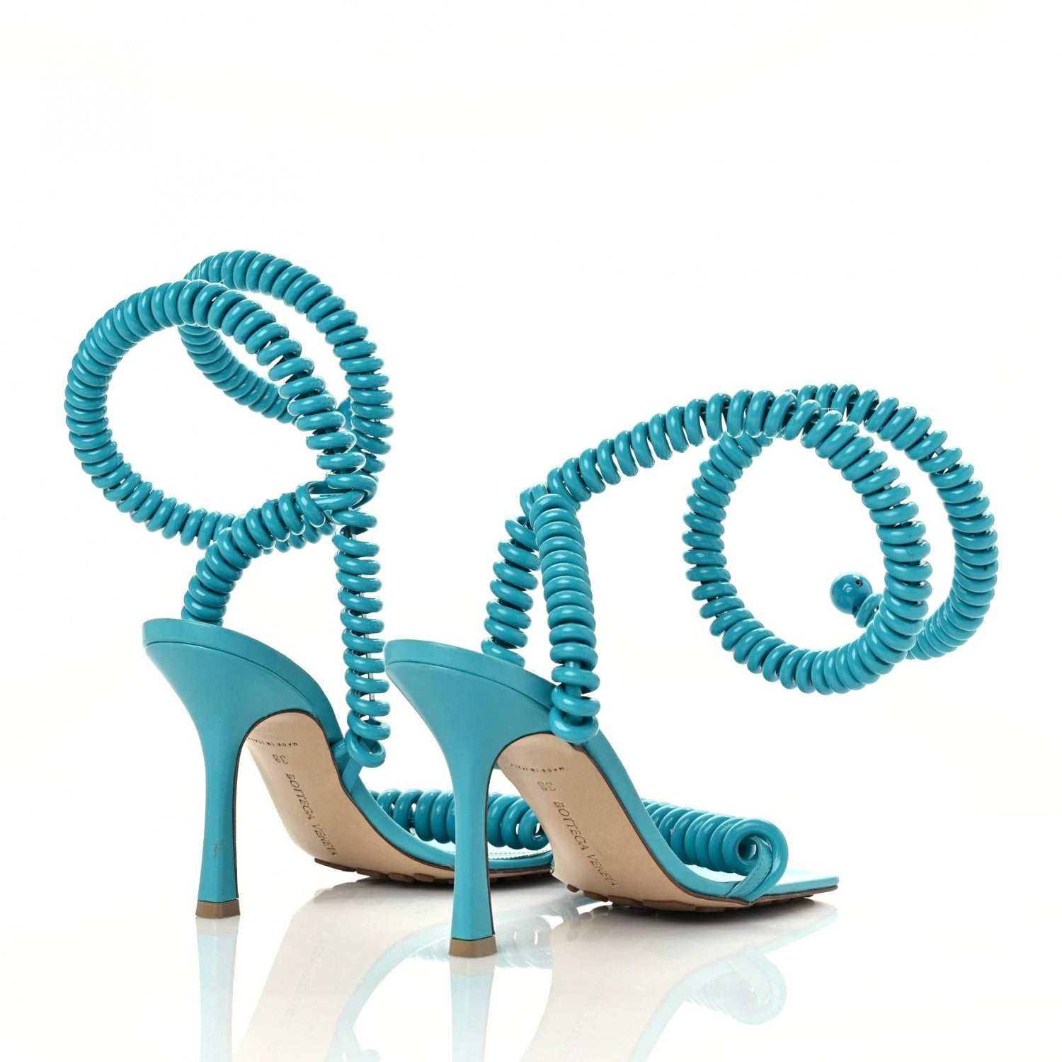Bottega Veneta Rubber Wire Nappa Stretch 90mm Sandals 38 Turquoise 4 of 13