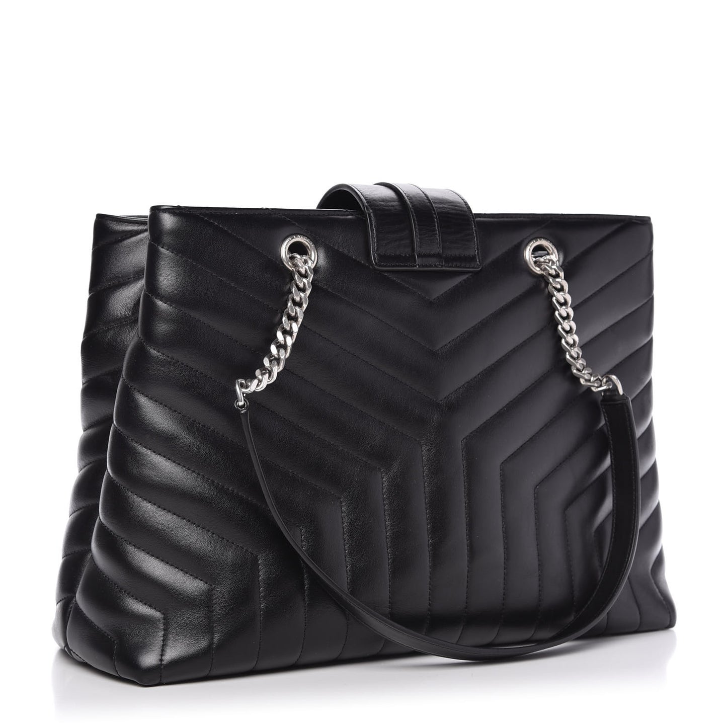 Calfskin Y Quilted Monogram Large Loulou Shopper Black