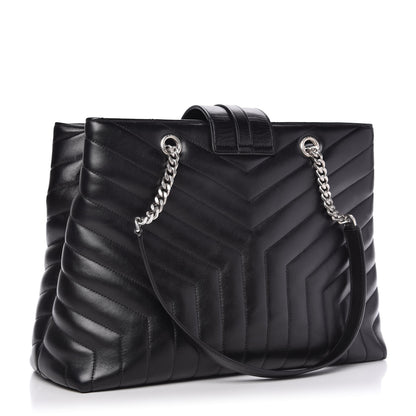 Saint Laurent Calfskin Y Quilted Monogram Large Loulou Shopper Black 3 of 10