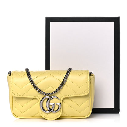 Gucci Calfskin Matelasse Super Mini GG Marmont Shoulder Bag Banana 11 of 11