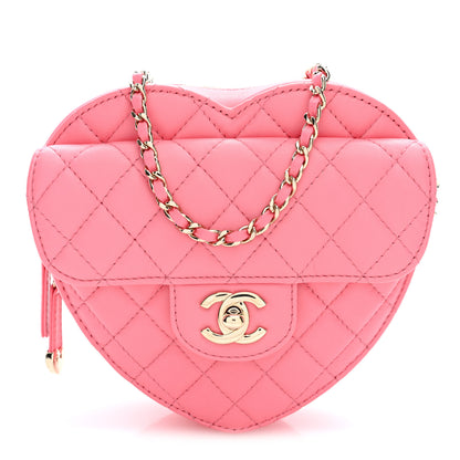 Chanel Lambskin Quilted Large CC In Love Heart Bag Pink 1 of 9