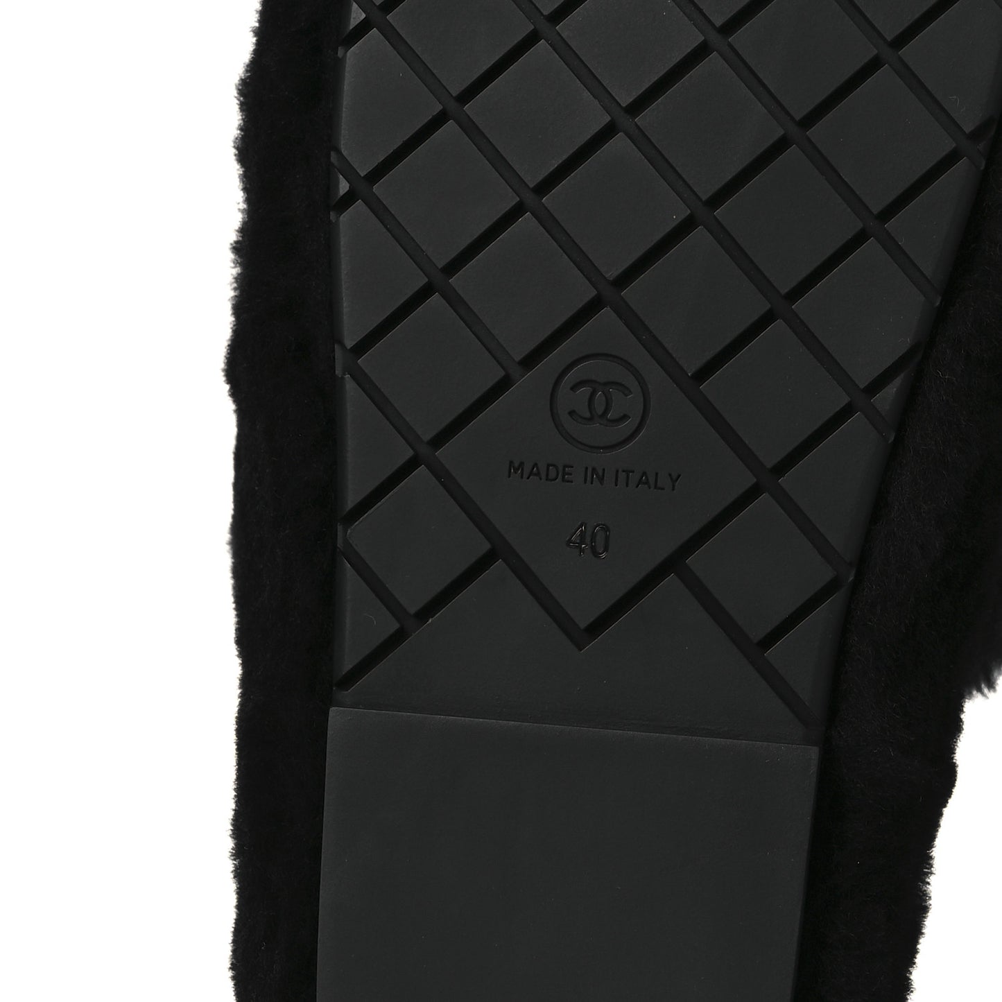 Shearling CC Flat Mules 40 Black