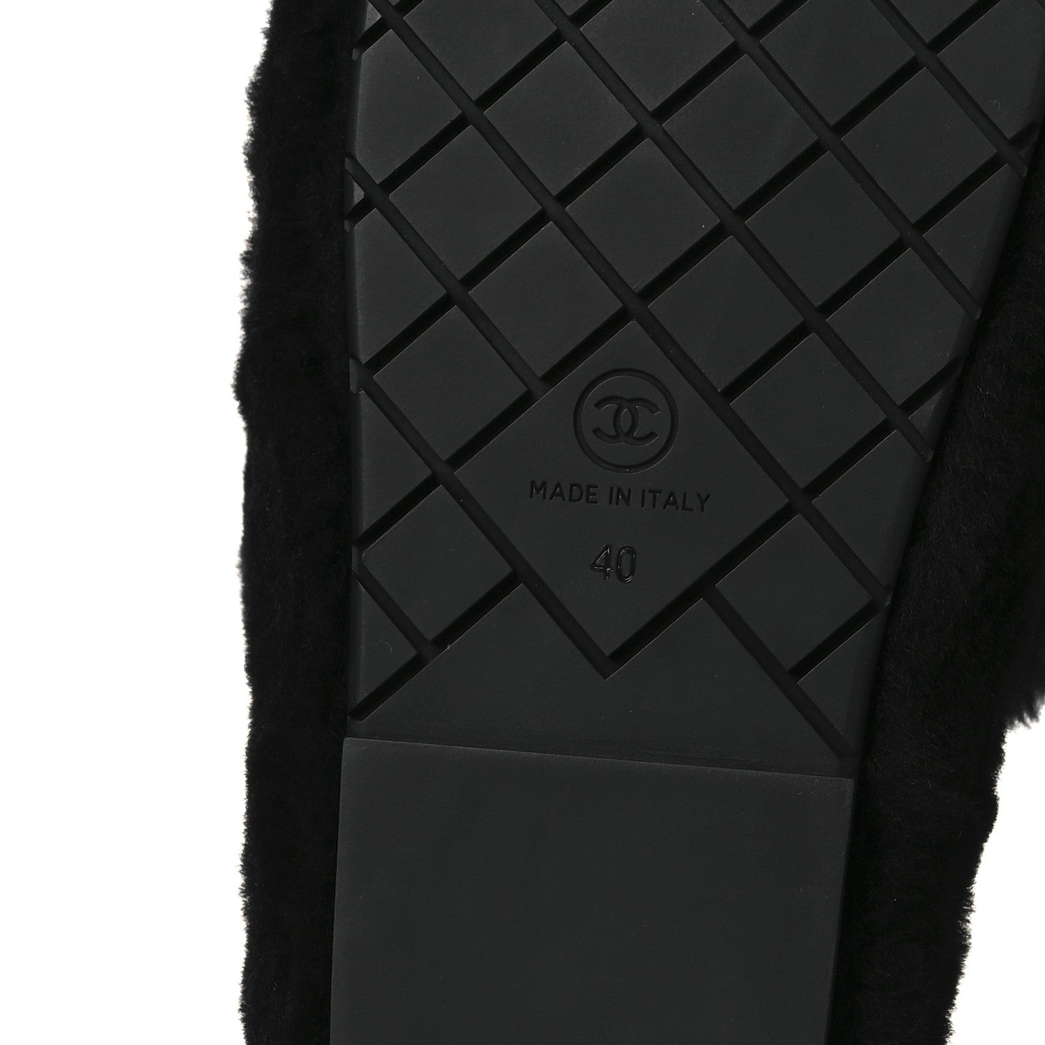 Chanel Shearling CC Flat Mules 40 Black 8 of 10
