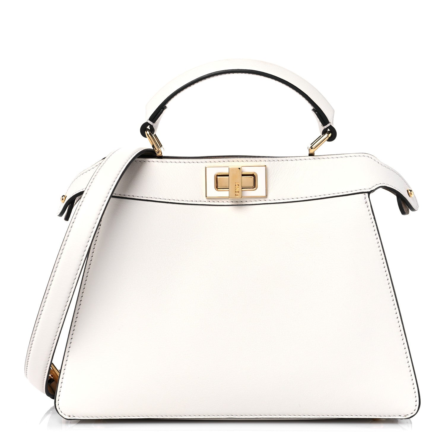 Fendi Vitello Seta Nappa Plexiglass Bi-Color Small Peekaboo I SEE U Satchel White Ice Sand 1 of 9