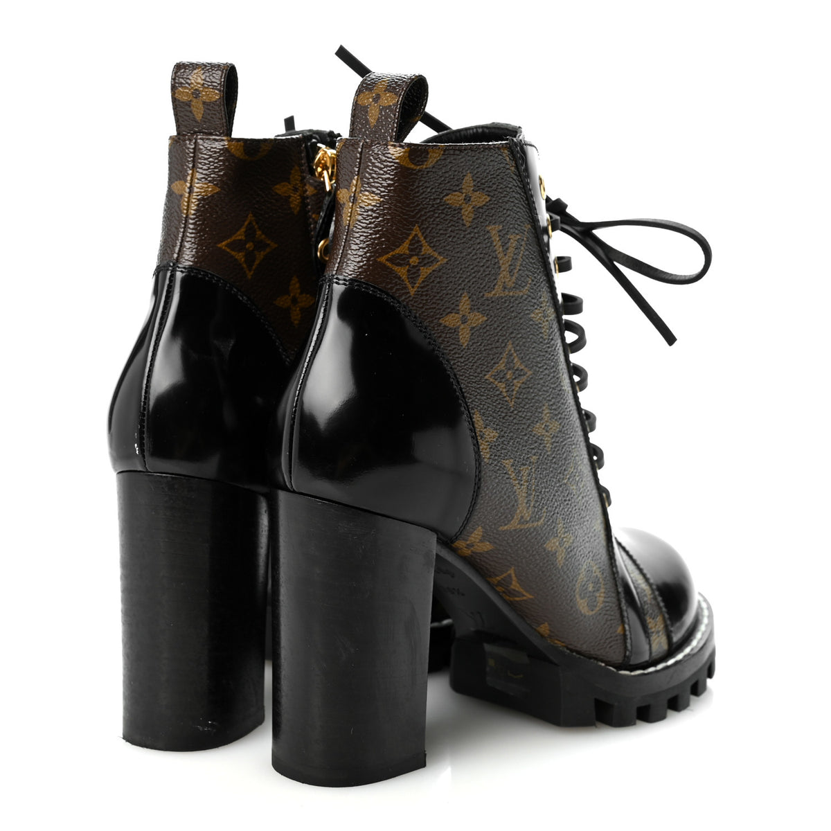Louis Vuitton Patent Calfskin Monogram Star Trail Ankle Boots 38.5 Black 4 of 10