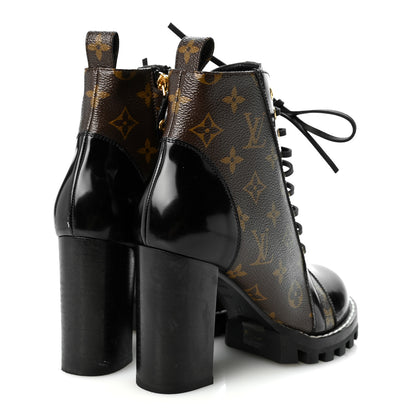 Louis Vuitton Patent Calfskin Monogram Star Trail Ankle Boots 38.5 Black 4 of 10