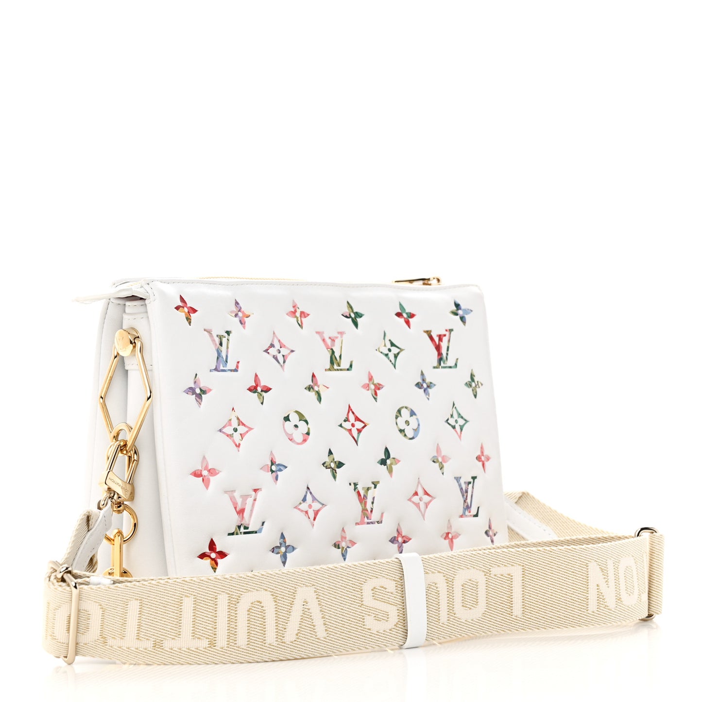 Lambskin Embossed Monogram LV Garden Coussin PM Cream