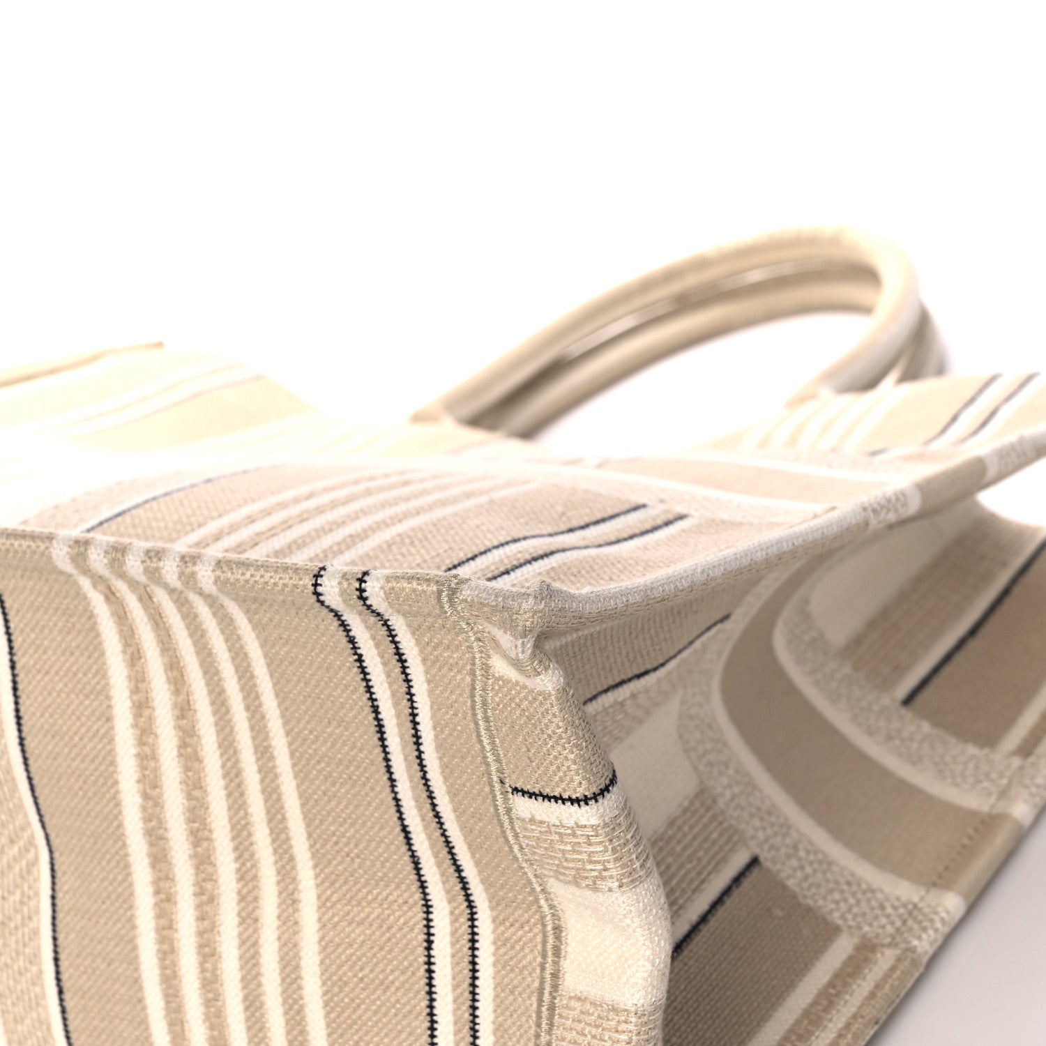 Christian Dior Canvas Embroidered Large Stripes Book Tote Beige 9 of 13