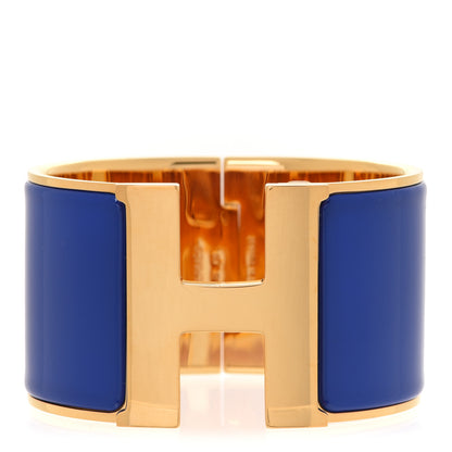 Hermes Enamel Extra Wide Clic Clac H Bracelet PM Bleu Royal 1 of 6