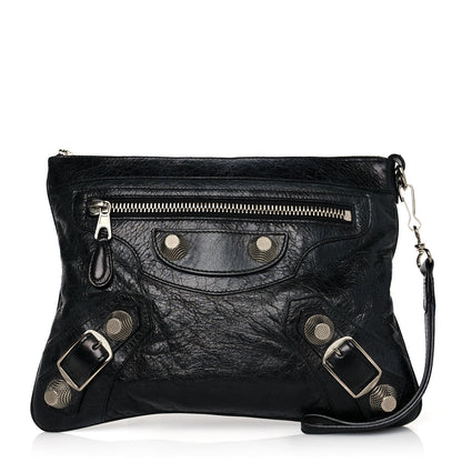 Balenciaga Chevre Giant 21 Silver Hardware Flat Handle Clutch Black 1 of 9