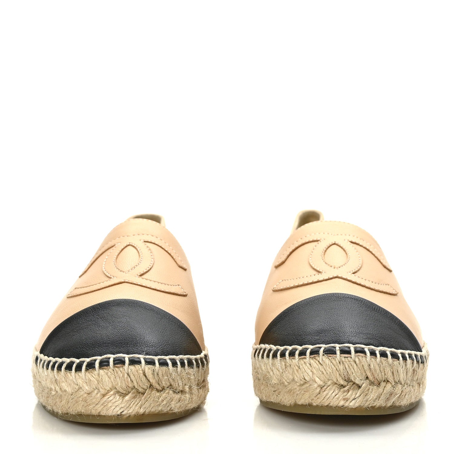 Chanel Lambskin CC Espadrilles 37 Beige Black 2 of 8