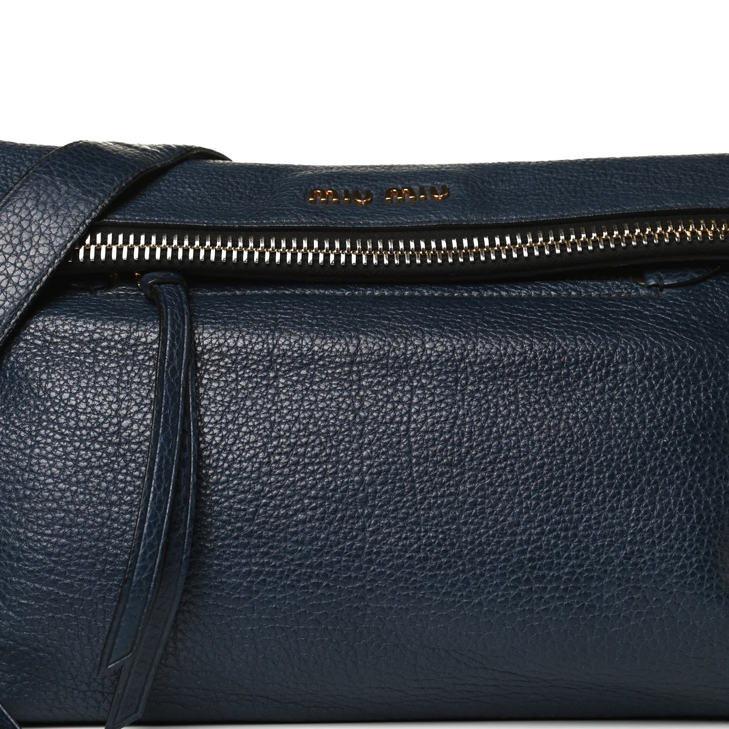 Miu Miu Goatskin Madras Zip Crossbody Bag Navy 8 of 14