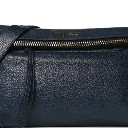 Miu Miu Goatskin Madras Zip Crossbody Bag Navy 8 of 14