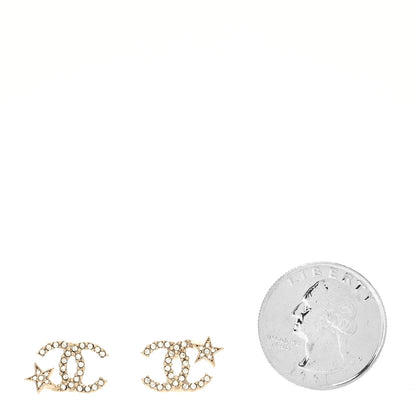 Chanel Crystal CC Starfall Earrings Gold 2 of 4