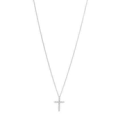 Tiffany Platinum Diamond Small Cross Pendant Necklace 1 of 6