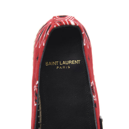 Saint Laurent Bandana Print Canvas Espadrilles 37.5 Red 6 of 9