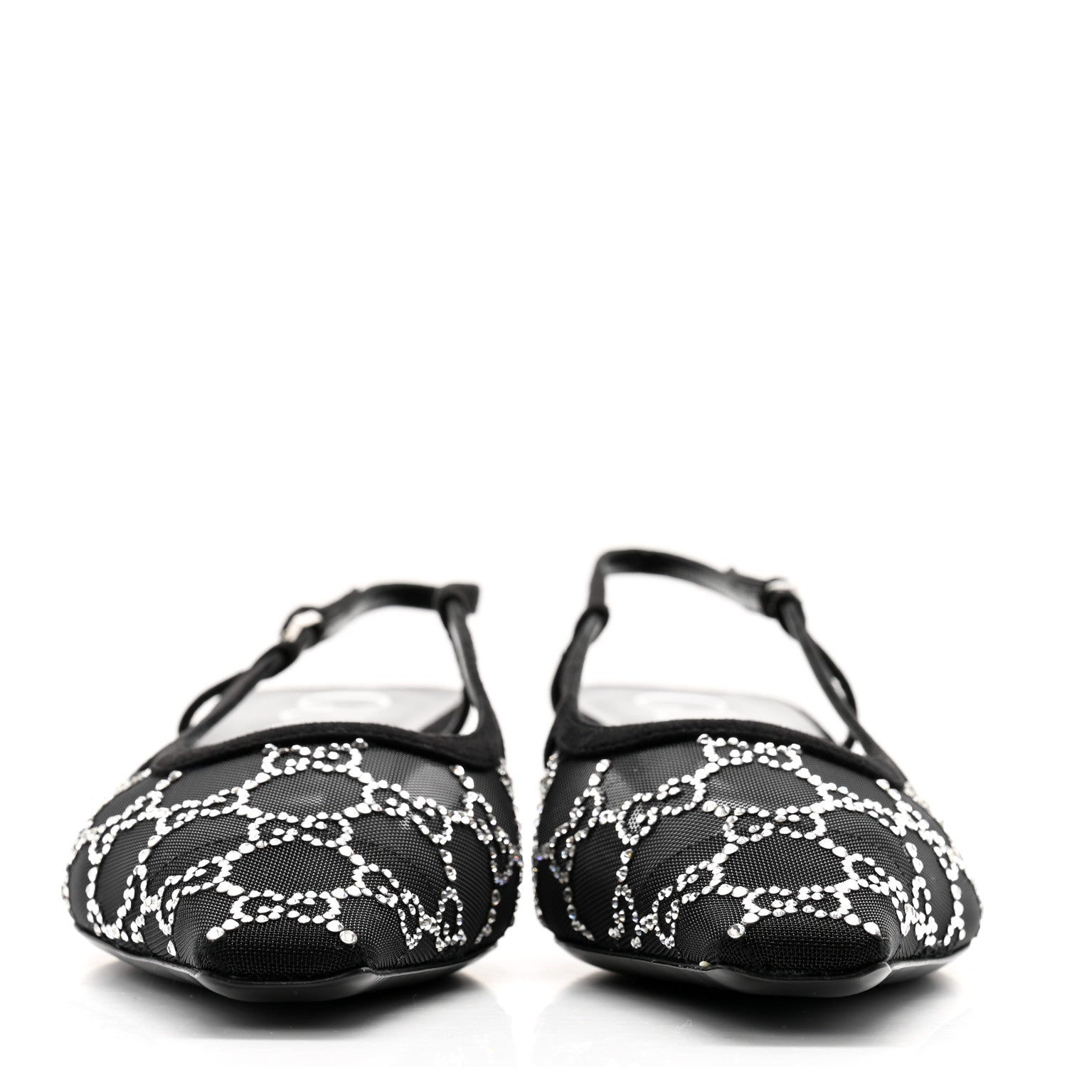 Gucci Tela Retino Kid Scamosciato Crystal GG Monogram Square G 35mm Slingback Pumps 39.5 Black 2 of 8