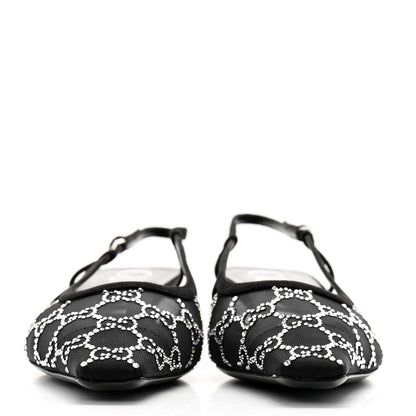Gucci Tela Retino Kid Scamosciato Crystal GG Monogram Square G 35mm Slingback Pumps 39.5 Black 2 of 8