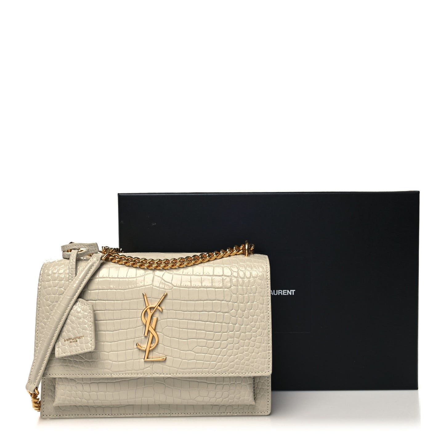 Calfskin Crocodile Embossed Medium Monogram Sunset Blanc Vintage