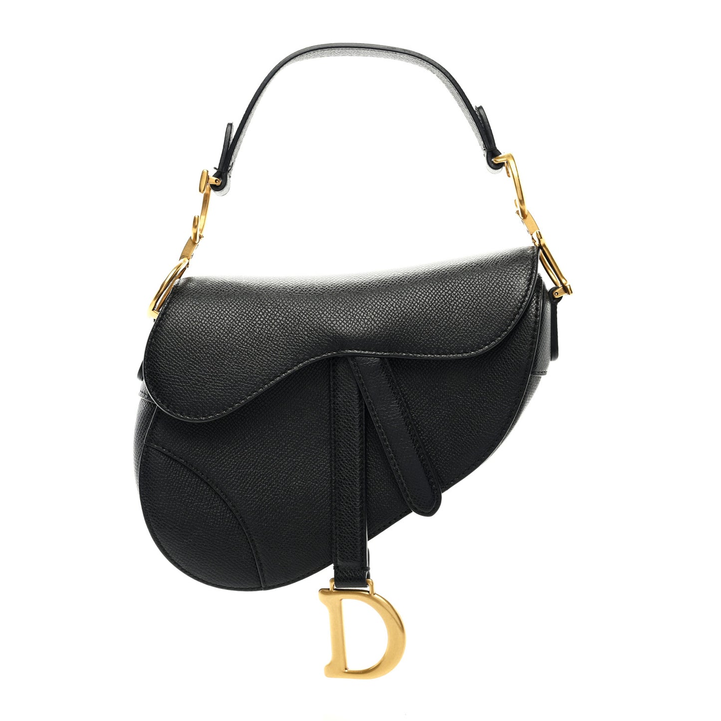 Grained Calfskin Mini Saddle Bag Black