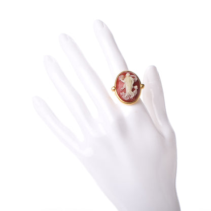 Christian Dior Resin Metal D Cameo Ring 5 Red White 2 of 4