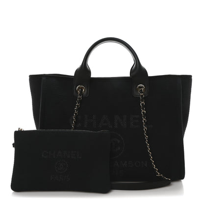 Chanel Mixed Fibers Small Deauville Tote Navy Blue 3 of 12