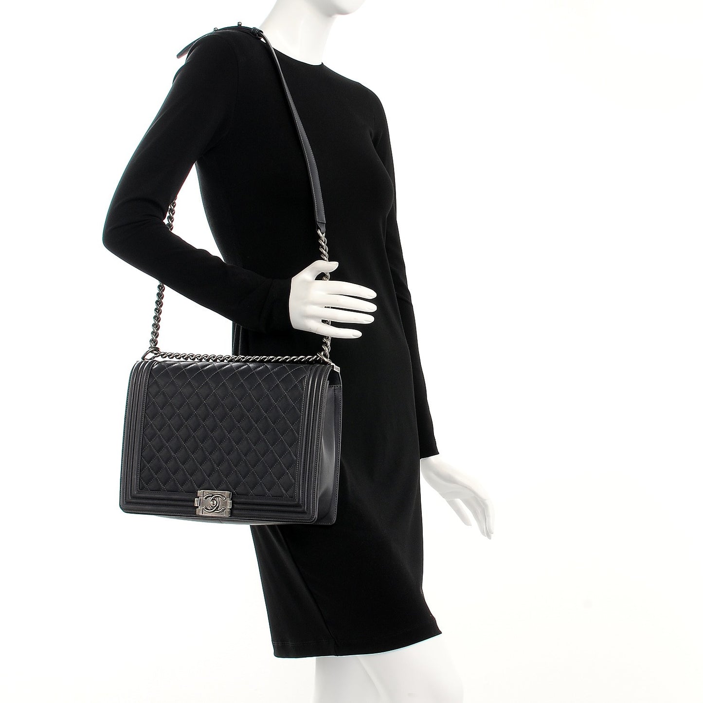 Lambskin Quilted Large Boy Flap Grey