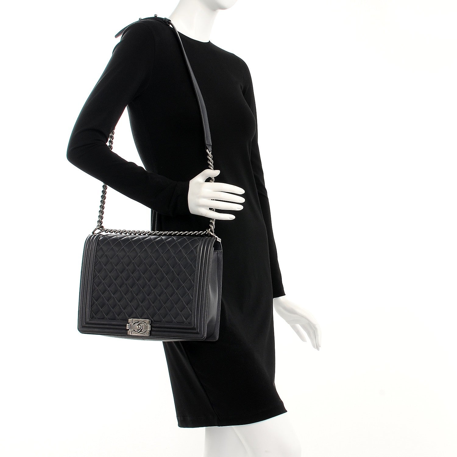 Chanel Lambskin Quilted Large Boy Flap Grey 2 of 11
