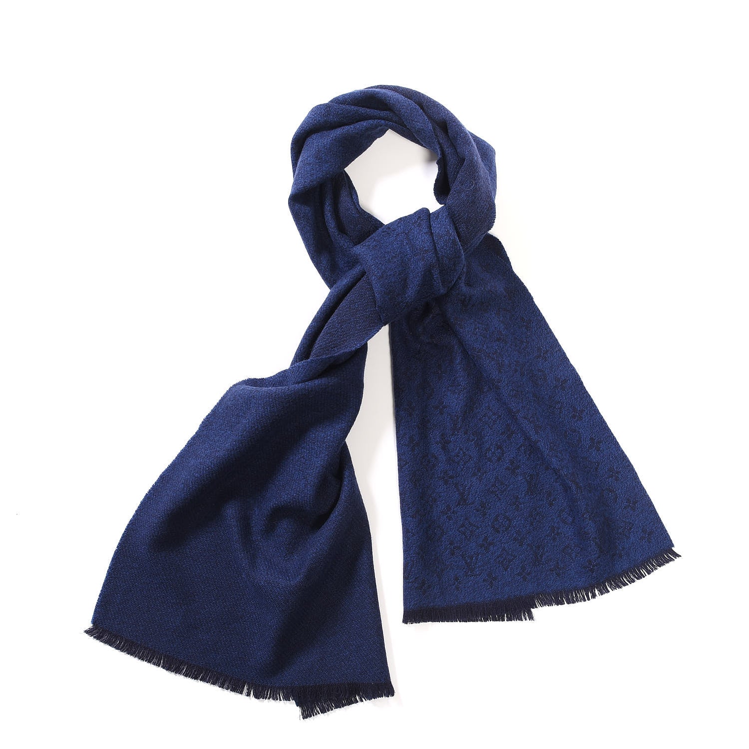 Louis Vuitton Wool Monogram Classic Scarf Navy 1 of 5