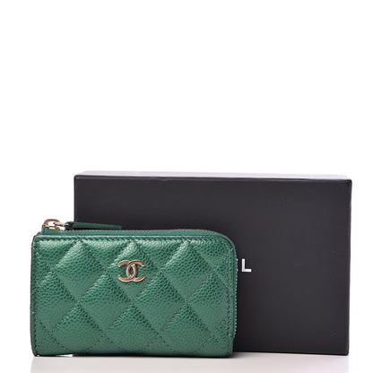 Chanel Metallic Caviar Quilted Key Holder Case Green 8 of 8