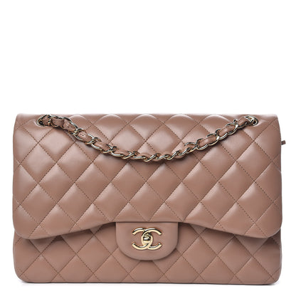 Chanel Lambskin Quilted Jumbo Double Flap Dark Beige 1 of 13