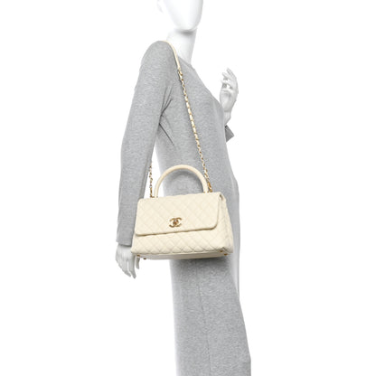 Chanel Caviar Quilted Small Coco Handle Flap White 2 of 10