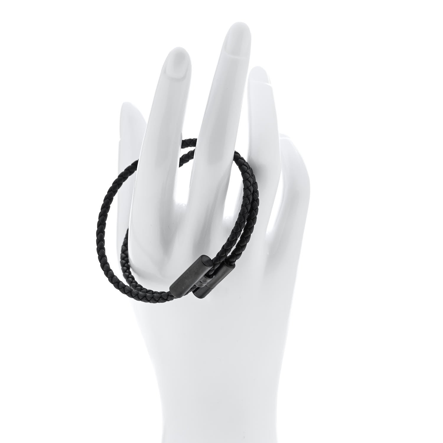 Hermes Swift Double Wrap Cord Tournis Tresse Bracelet T5 So Black 2 of 4